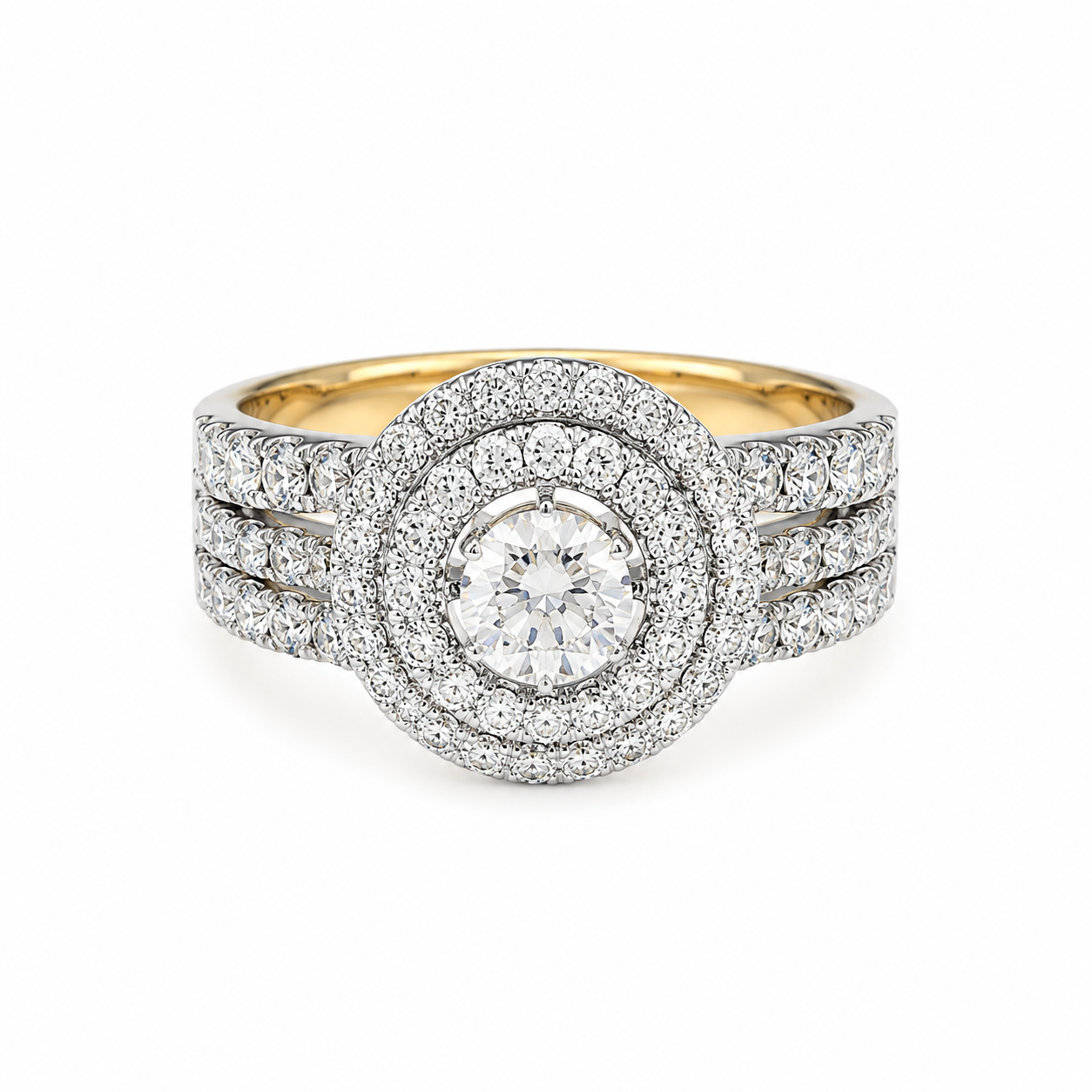 Luxury Halo Crystal Ring for Women – Gold & Silver Finish Statement Ring